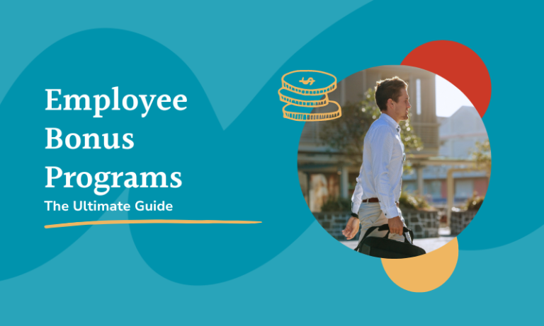 Employee Bonus Programs: The Ultimate Guide with a picture of a guy holding a briefcase, walking to work