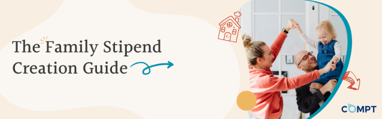 How to Offer a Family Stipend Guide with a picture of a mom and dad and toddler