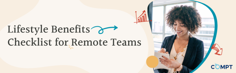 Lifestyle Benefits Checklist for Remote Teams with a woman writing on a paper